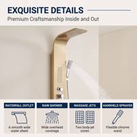Panneau de douche moderne en acier inoxydable multicolore avec 5 fonctions de sortie d'eau et jets de massage pour salle de bain d'hôtel
