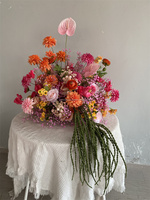 Centre de table de mariage tropical personnalisé de luxe, fleur artificielle, boule de fleurs d'anthurium orange rose de 60 cm pour la décoration de table