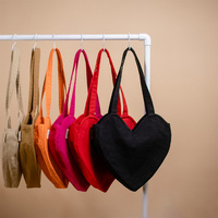 Sacs à bandoulière personnalisés en forme de cœur, sacs fourre-tout en toile de coton épaisse et unie, sacs à main tendance pour femmes