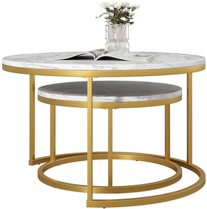 Ensemble de Tables Basses Rondes Modernes et Durables à Cadre Métallique pour Salon, Table Centrale, Meuble de Table Basse Minimaliste en Gros - Product Image 5