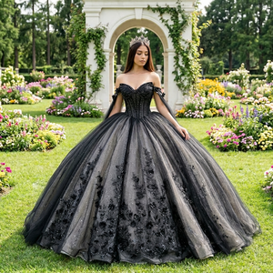 Vestidos de 15 Años, Vestidos de Quinceañera con Encaje Negro, Vestidos de Gala para Quinceañera, Vestidos de Fiesta, Vestido de Fiesta de Quince Años, Lsmc74 - Product Image 1