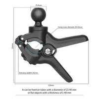 Support universel à pince flexible à mâchoires moyennes avec boule en caoutchouc de 1 "de diamètre, matériau PC fixant les téléphones à toutes les surfaces plates, rails carrés