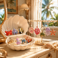 Emporte-pièces en pâte polymère Thème Vie marine, Créatures marines estivales, pour mini-boucles d'oreilles en résine, artisanat et outils de pâtisserie