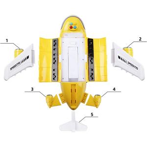 Jeu de rangement d'ordinateur portable, en forme d'avion, de dessins animés, bricolage, voitures, pelle, <span class=keywords><strong>grue</strong></span>, Mini avion électronique, avec camions lumineux et son - Product Image 3
