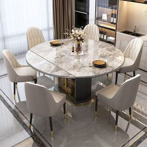 <span class=keywords><strong>Table</strong></span> à manger ronde de luxe italienne 2026 avec plateau en roche rétractable et rangement, idéale pour la maison, l'hôtel et la <span class=keywords><strong>cuisine</strong></span> - Product Image 2