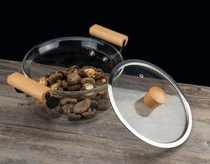 Japanese High Borosilicate Clear Glass <strong>Pot</strong> Eco-Friendly <strong>Small</strong> Wooden Base Easy Clean Cookware Set for Cooking Soup Gruel Stew - Product Image 3