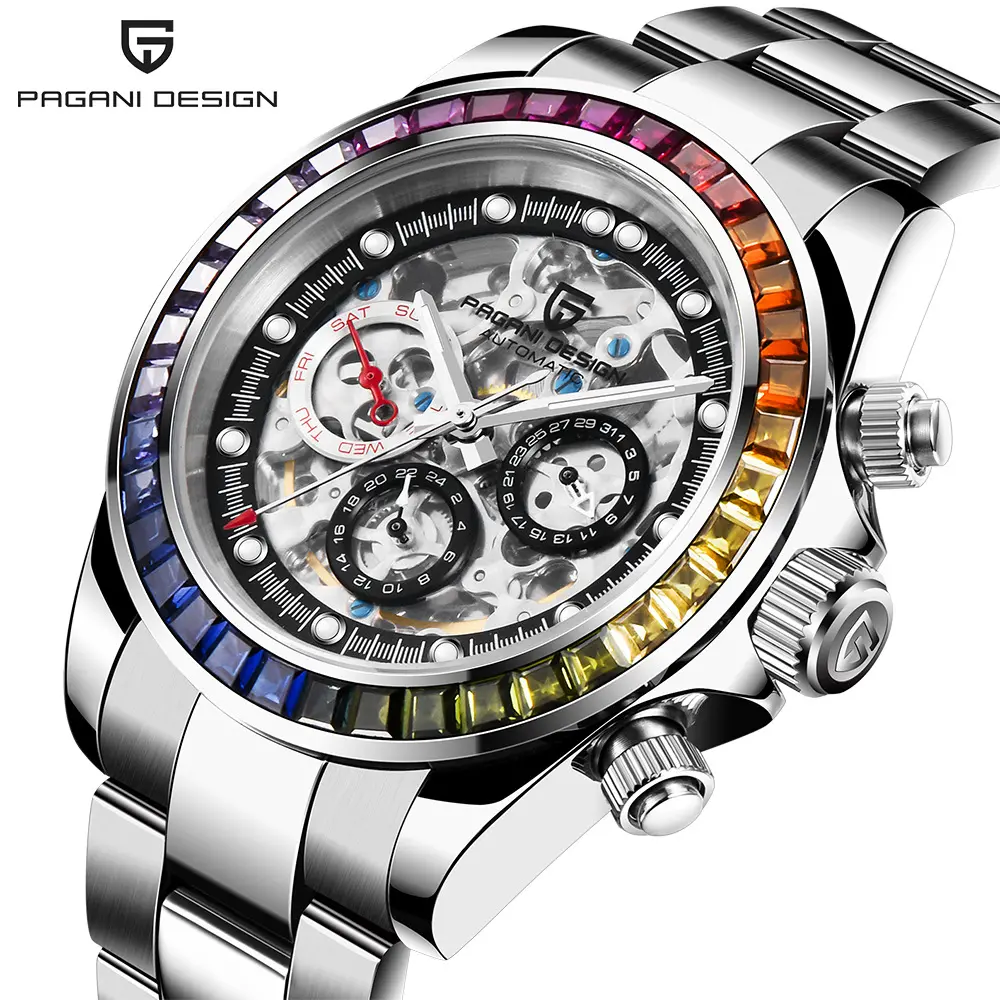 PAGANI DESIGN 2022 New Men Mechanical Wristwatches Luxury Sapphire Glass Hollow Out Design Automatic Watch For Men Chronograph