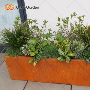 Corten pot bunga baja penanam luar ruang pot tanaman baja corten pot tanaman besar