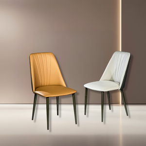 Chaise de salle à manger en cuir moderne et confortable Lu avec dossier pour la maison et l'hôtel, pieds en métal - Product Image 4