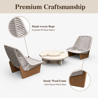 Ensemble de meubles d'extérieur modernes et durables en rotin et teck pour jardin, patio, cour, balcon, hôtel, villa, design résistant à l'eau et confortable