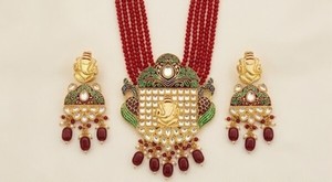 DIVYORO Conjunto de collar oxidado con cuentas de rubí de múltiples hebras y motivo tradicional de Ganesha, joyería artesanal tribal bohemia. - Product Image 2