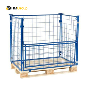 Galvanizli Toz Boyalı Çelik Katlanabilir İstiflenebilir Metal Tel Örgü Kafes Paleti Ahşap Üzerinde Depolama İçin - Product Image 1