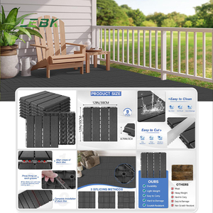 Carrelage WPC imperméable à l'eau Revêtement de sol à emboîtement Carrelage de terrasse en bois Base en plastique <span class=keywords><strong>Parquet</strong></span> Decking Extérieur DIY Carreaux de sol 12 '* 12' - Product Image 4