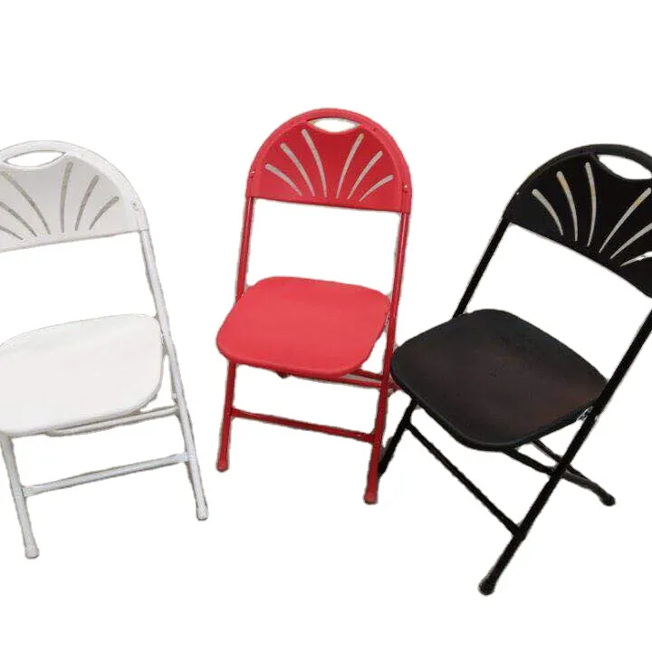 야외 경량 이벤트 회의 연회 접다 정원 의자 흰색 빨간색과 검은 색 플라스틱 접이식 캠핑 의자