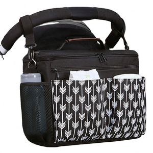 Organisateur de poussette BSCI avec porte-gobelets isothermes, rangement pour couches, sangles de fixation, poches pour téléphone, design compact - Product Image 1