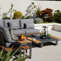 Table basse OSMEN Zen contemporaine en aluminium et teck, durable pour appartement, villa, parc