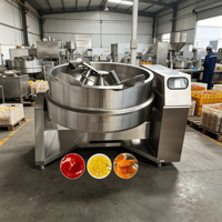 Marmite de cuisson mélangeuse à vapeur en acier inoxydable pour l'industrie alimentaire, avec fonctions d'agitation, d'inclinaison et de déchargement, pour la fabrication de pâte de dattes et de confiture