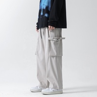 Unisex Lightweight Herren Casual Baggy Cargo Street Hose Flache Tasche Fallschirm hose mit Kordel zug mit mittlerer Taille