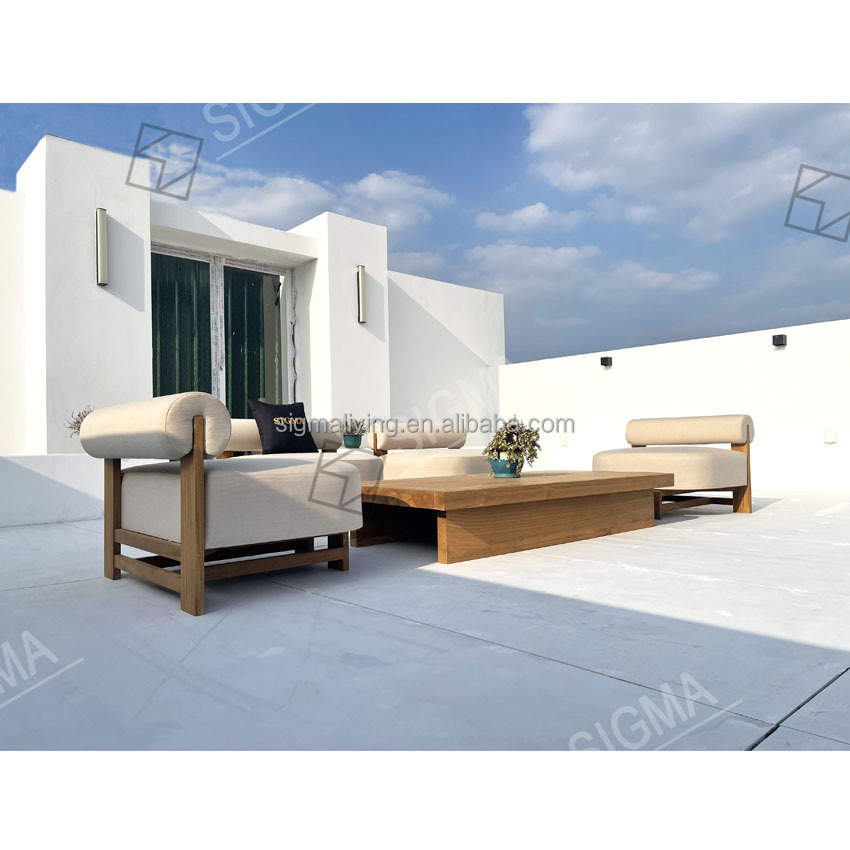 Customized Factory Modular Outdoor Furniture Patio Sofa Set Leisure Luxury All Weather Teak Wood Outdoor Garden Sofa Set