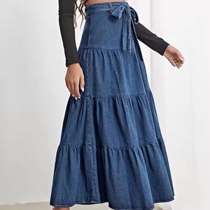 New Fashion Custom Logo Vintage <b>Skirt</b> Casual <b>Elastic</b> A-Line <b>Skirt</b> High Quality Denim <b>Skirts</b> for Women - Product Image 6