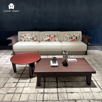 Ensemble de canapés de luxe italiens en bois massif pour salon moderne, fabriqué à Foshan, idéal pour villa