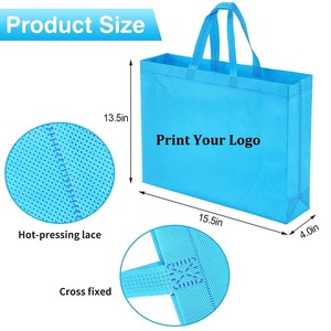 Reusable Non Woven Shopping Bag 15.5x13.5x4in Heat <b>Pressed</b> Seam Cross Reinforced Bottom Eco Friendly Tote with Custom Logo Print - Product Image 2