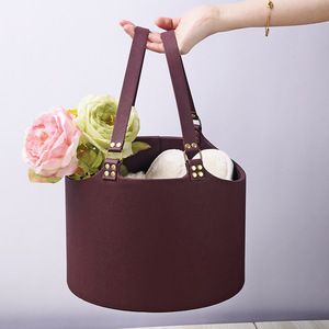 Cesta de almacenamiento de cuero Pu Cesta de almacenamiento de regalo de vino de picnic con asa de cuero para uso festivo y festivo - Product Image 4