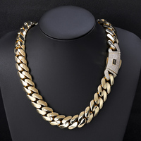 Cadena Cubana Miami NUOYA Chapada en Oro de 14K de 12/15/20mm de Grosor con Cierre de Diamantes, Collar Sólido, Joyería Hip Hop para Hombre
