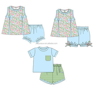 Set Primaverile Personalizzato <span class=keywords><strong>per</strong></span> Bambina con Motivo Floreale, Abbigliamento Senza Maniche <span class=keywords><strong>per</strong></span> <span class=keywords><strong>Bambini</strong></span> all'Ingrosso - Product Image 1