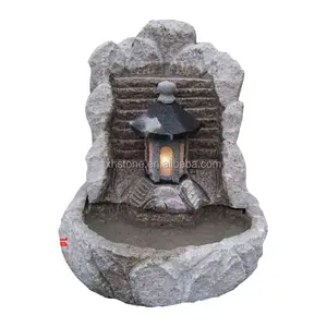 야외 폭포 자연 돌 조각 벽 분수 폭포와 돌 물 기능 장식 Led 램프