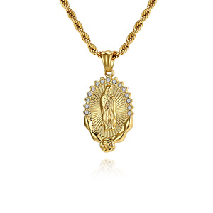 Classic American and European style Virgin Mary necklace, unisex hip-hop twist <b>chain</b>, fashionable Dongguan <b>titanium</b> steel jewelr - Product Image 5