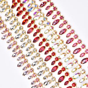 Chaussure de ceinture avec des strass en cristal, des yeux de cheval faits main <span class=keywords><strong>et</strong></span> rond en <span class=keywords><strong>verre</strong></span>, avec tasse en métal plaqué or, garniture florale, DIY, pour robe de mariée, nouvelle collection - Product Image 1