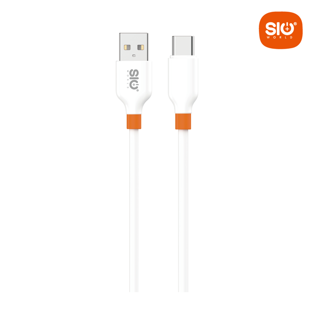 SIO SC30 USB-C 3.5mm OD Hot Sell White 1M Shielded TPE Fast Charging Data Transfer Cable IOS Android Mobile Phones One Year