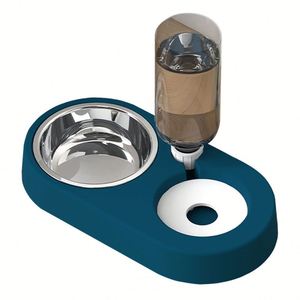 Ensemble de distributeur automatique de nourriture et d'eau pour chat et chien à gravité inclinée 2 en 1 - Product Image 1