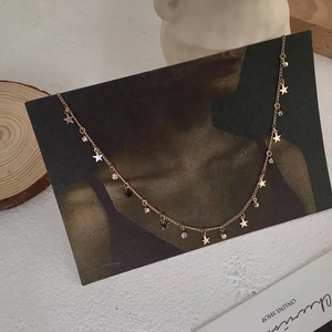 18K chapado en oro estilo coreano Cinco Puntos <span class=keywords><strong>Estrella</strong></span> en forma de cristal de incrustación colgante collar para las mujeres - Product Image 4