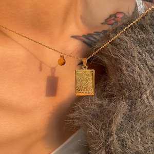 Collar de tarjeta de Tarot cuadrado de acero inoxidable chapado en oro de 18k para mujer, signo del zodiaco grabado, sin deslustre, novedad de <span class=keywords><strong>2022</strong></span> - Product Image 5