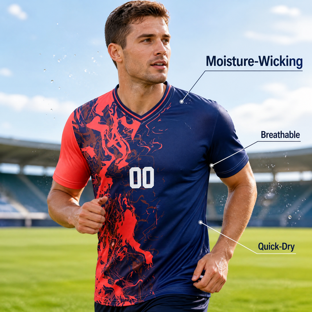 OEM ODM Factory Custom Full Sublimation Soccer Jersey Moisture-Wicking Breathable Quick-Dry Men V-Neck Football Uniform