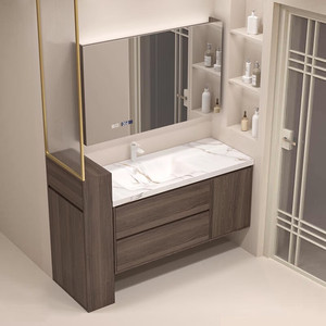 อ่างล้างหน้าเซรามิกแบบฝังพร้อมตู้ข้าง อ่างล้างหน้าแบบตั้งพื้น - Product Image 2