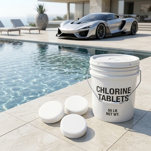 Nouvel arrivage : Comprimé <span class=keywords><strong>de</strong></span> traitement <span class=keywords><strong>de</strong></span> l'eau pour piscine, 3 pouces, 50 lb, blanc, pureté 99 %, à dissolution lente, <span class=keywords><strong>agent</strong></span> chimique auxiliaire - Product Image 4