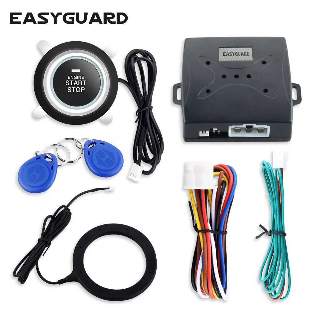 EC004 personnalisation EASYGUARD RFID alarme de voiture avec bouton poussoir démarrage transpondeur universel immobilisateur