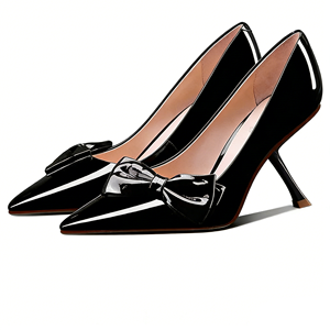 <span class=keywords><strong>Zapatos</strong></span> de Mujer, Nuevos <span class=keywords><strong>Zapatos</strong></span> de Tacón Alto de <span class=keywords><strong>Charol</strong></span> Negro para Mujer, Elegantes <span class=keywords><strong>Zapatos</strong></span> de Oficina con Punta Puntiaguda y Lazo, <span class=keywords><strong>Zapatos</strong></span> de Tacón de Aguja - Product Image 2