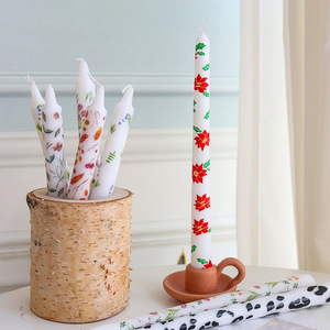 Floral Pattern Taper <b>Candles</b> Hand Painted Flower Design Home Decor <b>Stick</b> <b>Candles</b> Factory Wholesale Export - Product Image 1