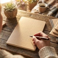 Carnet de notes premium à couverture souple en kraft brun, ligné, cousu, pour le bureau, l'école et la papeterie