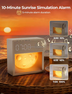 Réveil lumineux avec simulation d'<span class=keywords><strong>aube</strong></span> et 20 sons apaisants pour le sommeil, réveil efficace avec lumière lunaire - Product Image 3
