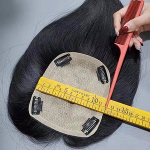 8*13cm 10 "12" 14 "Topper Hair Piece con frangia 100% <span class=keywords><strong>Real</strong></span> Remy capelli umani Topper per donne con capelli sottili colore naturale - Product Image 3