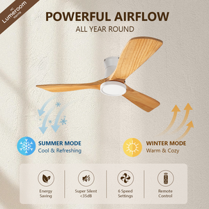 42 Inch Wood Blade <b>Ceiling</b> Fan with <b>Light</b> Low Profile Flush Mount 3 Blade Quiet DC Motor <b>Remote</b> <b>Control</b> for Modern Home - Product Image 3