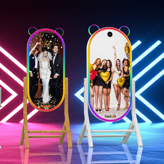 Funsbooth Magic Mirror Photo Booth with 43" Touch Screen Android 12 48MP Camera & Instant Print for Parties/Weddings