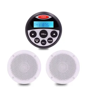 Guzare Waterproof Marine Bluetooth Radio Audio Stereo FM AM Receiver MP3 Player + 1 Pair 4 ''White Speakers For ATV UTV SPA Boat