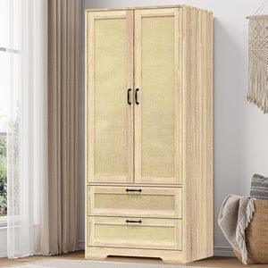 Armario Moderno de Madera SENYU con 2 Cajones, Puertas con Bisagras, Construcción de Madera Sólida, Diseño Escandinavo, Mueble de Almacenamiento para Dormitorio - Product Image 1
