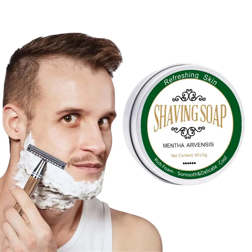 Dropshipping Badger Hair Beard Brush 60g Mint Scented Men's Shaving Soap